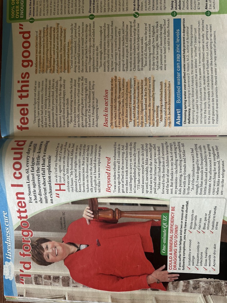 Dr. Sherri Jacobs cited in First for Women magazine
